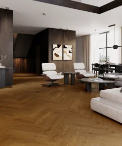 Barlinek Only Wood Herringbone 130 - Oak Brown Sugar